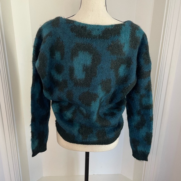 Maje Teal and Black Patterned Sweater - Picture 4 of 9